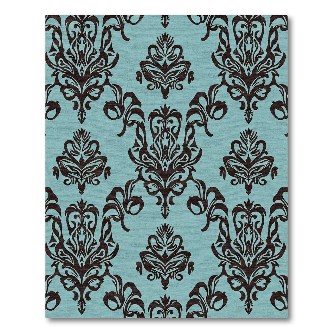Dark Brown Damask Teal Classic Flourish Rug
