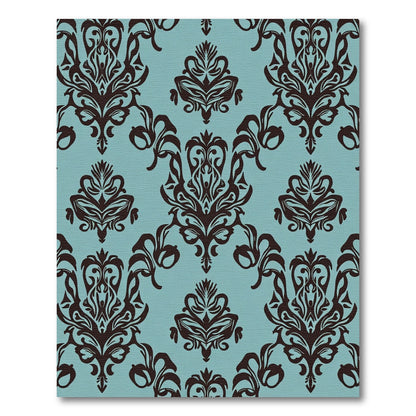 Dark Brown Damask Teal Classic Flourish Rug