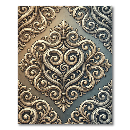 Luxe Gold Ornate Scrollwork Rug
