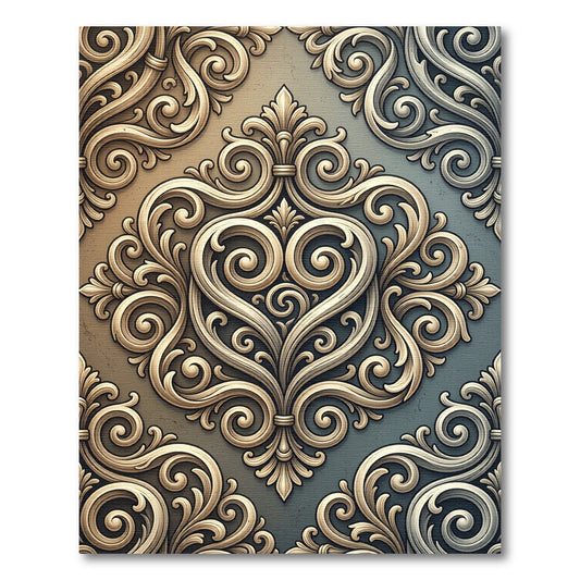 Luxe Gold Ornate Scrollwork Rug