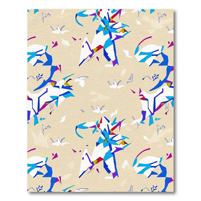 Abstract Modern Blue White Geo Splash Rug