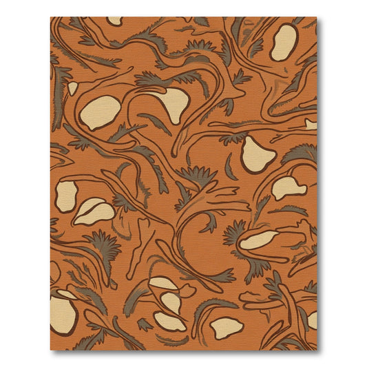 Orange Swirling Floral Vines Rug