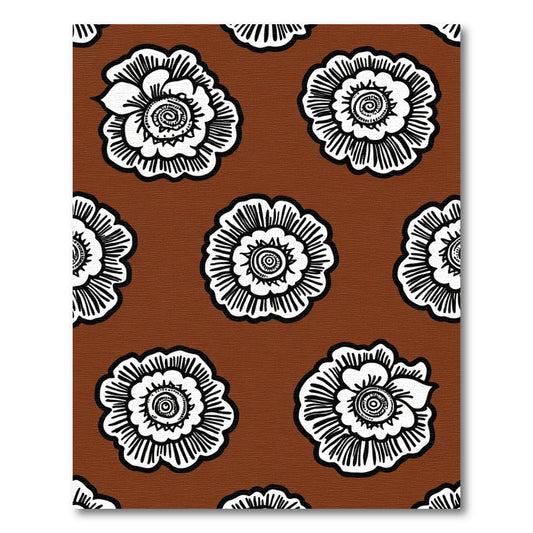 Brown White Floral Medallion Repeating Rug