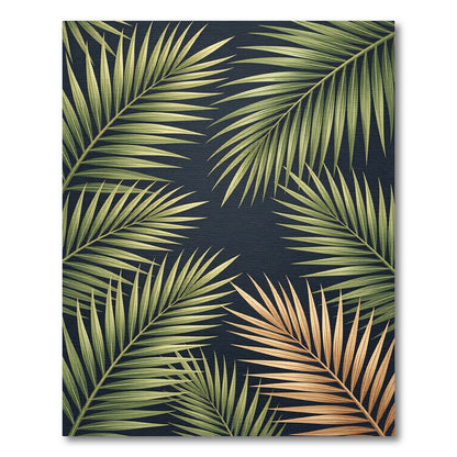 Lush Golden Tropical Frond Backdrop Rug