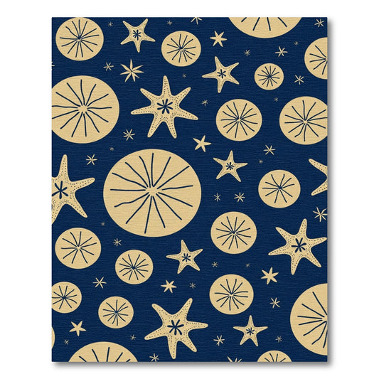 Navy Sand Dollar Starfish Collage Rug