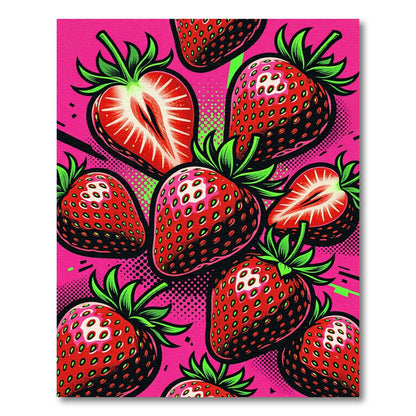 Vibrant Red Strawberry Pop Art Rug