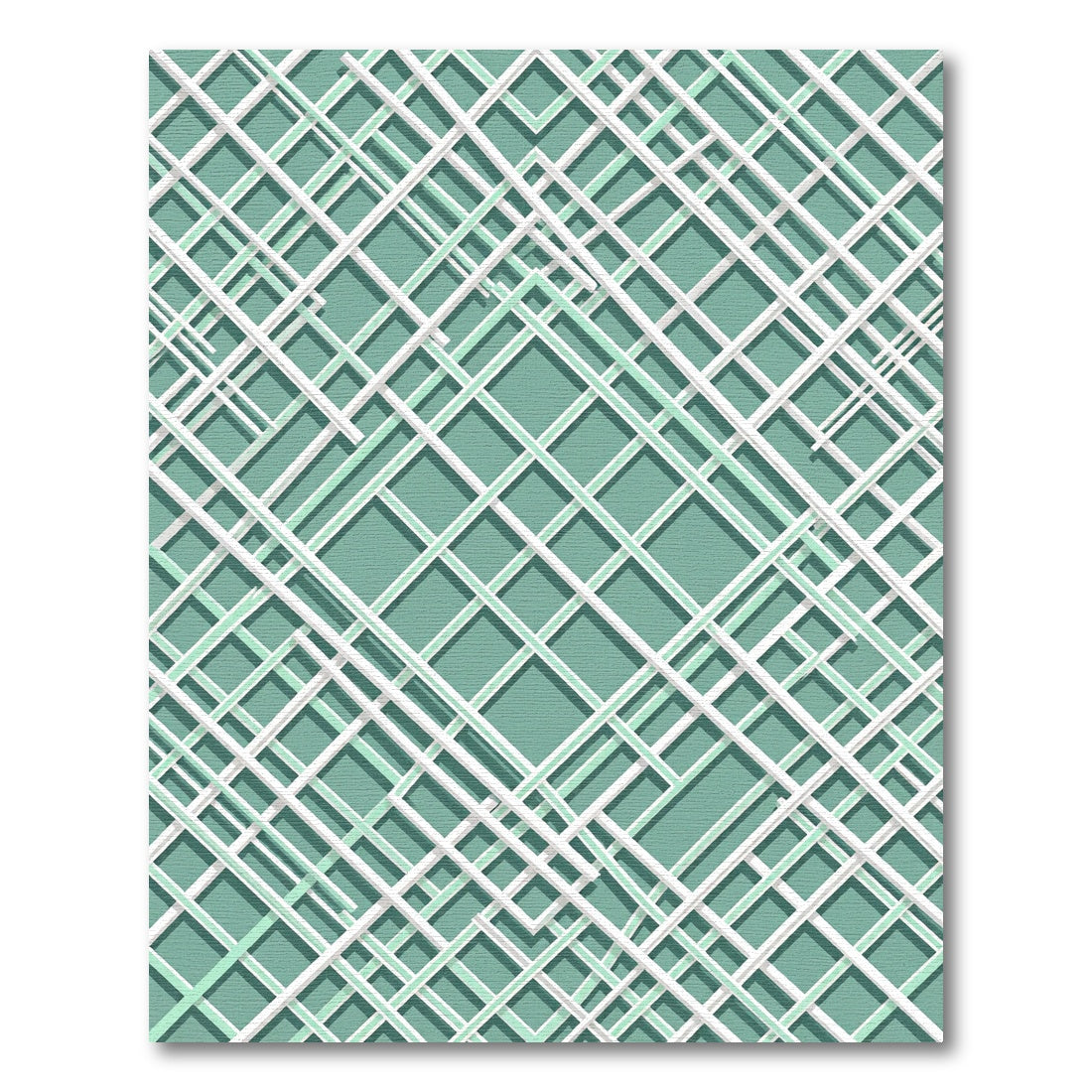 Sage Green Modern Intersecting Geometric Grid Rug
