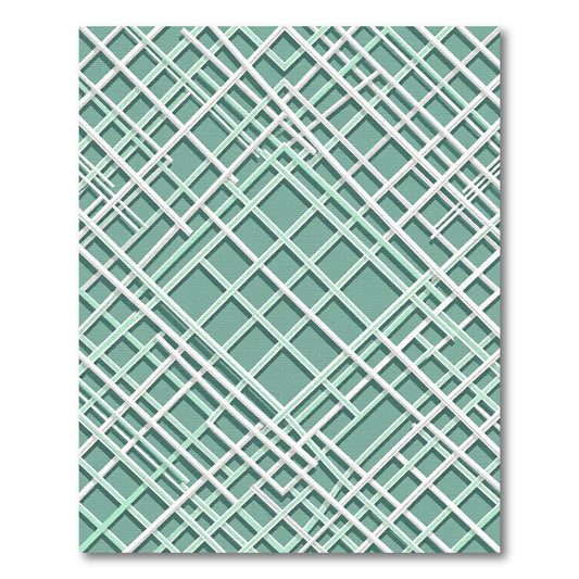 Sage Green Modern Intersecting Geometric Grid Rug