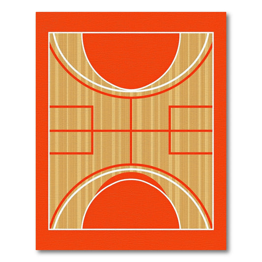 Wood Grain Red Basketball Court Rug
