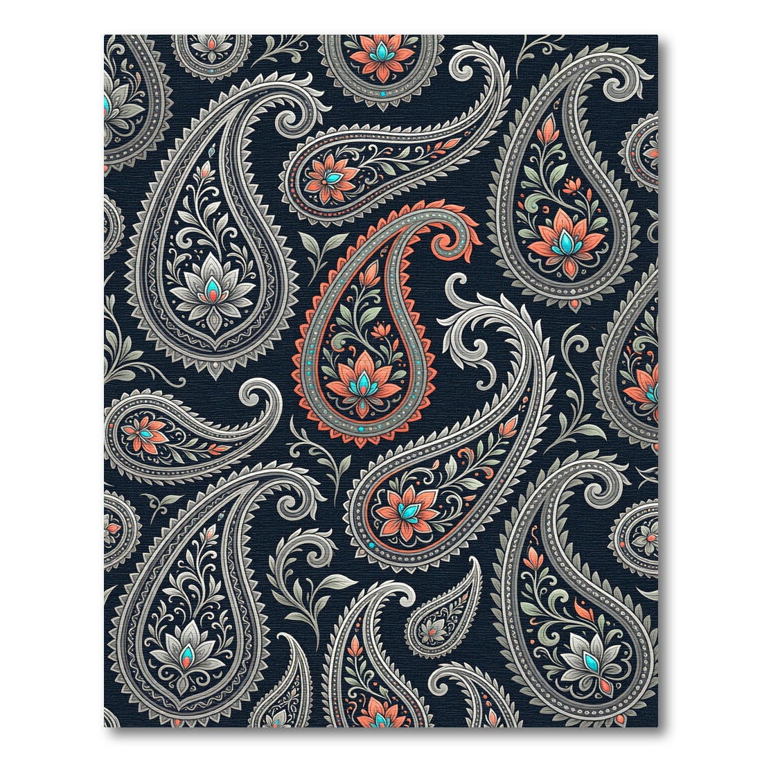 Coral Turquoise Paisley Floral Lace Rug