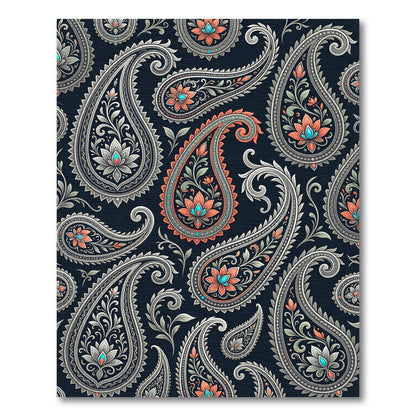 Coral Turquoise Paisley Floral Lace Rug