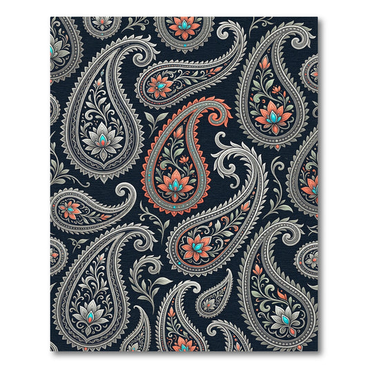 Coral Turquoise Paisley Floral Lace Rug