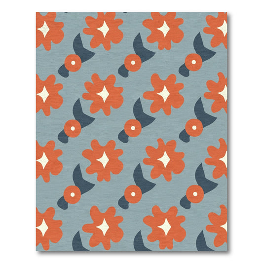 Retro Orange Flower Diamond Pattern Rug