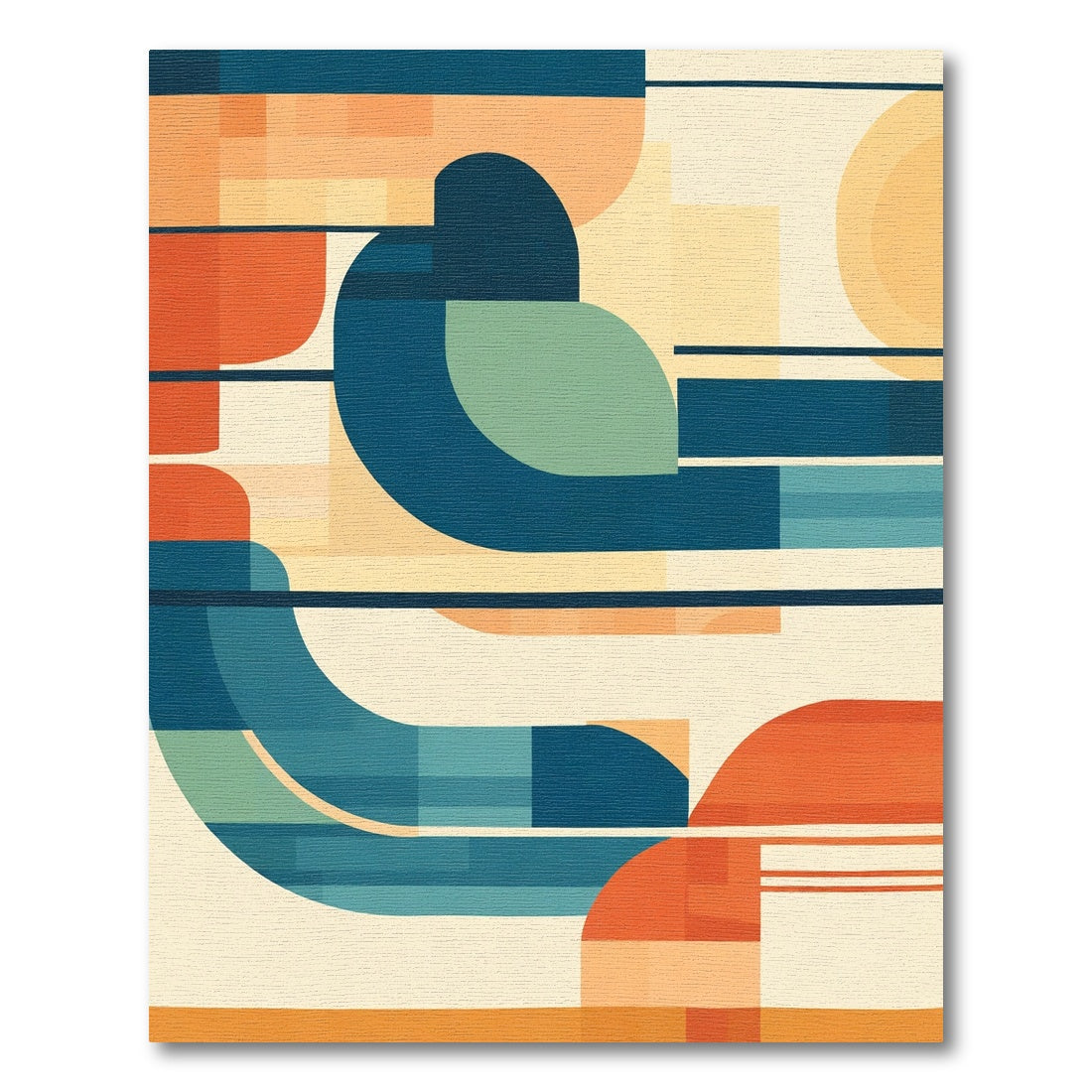 Modern Abstract Geometric Teal Orange Rug
