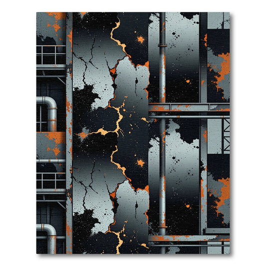 Industrial Gray and Burnt Orange Grunge Rug