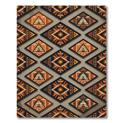 Terracotta Sun Geometric Boho Diamond Rug