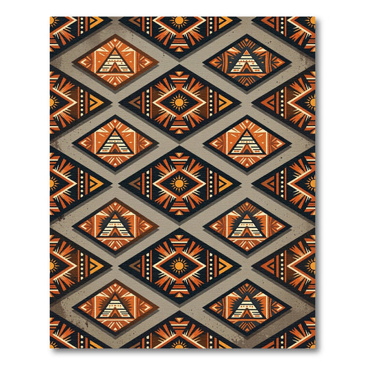 Terracotta Sun Geometric Boho Diamond Rug