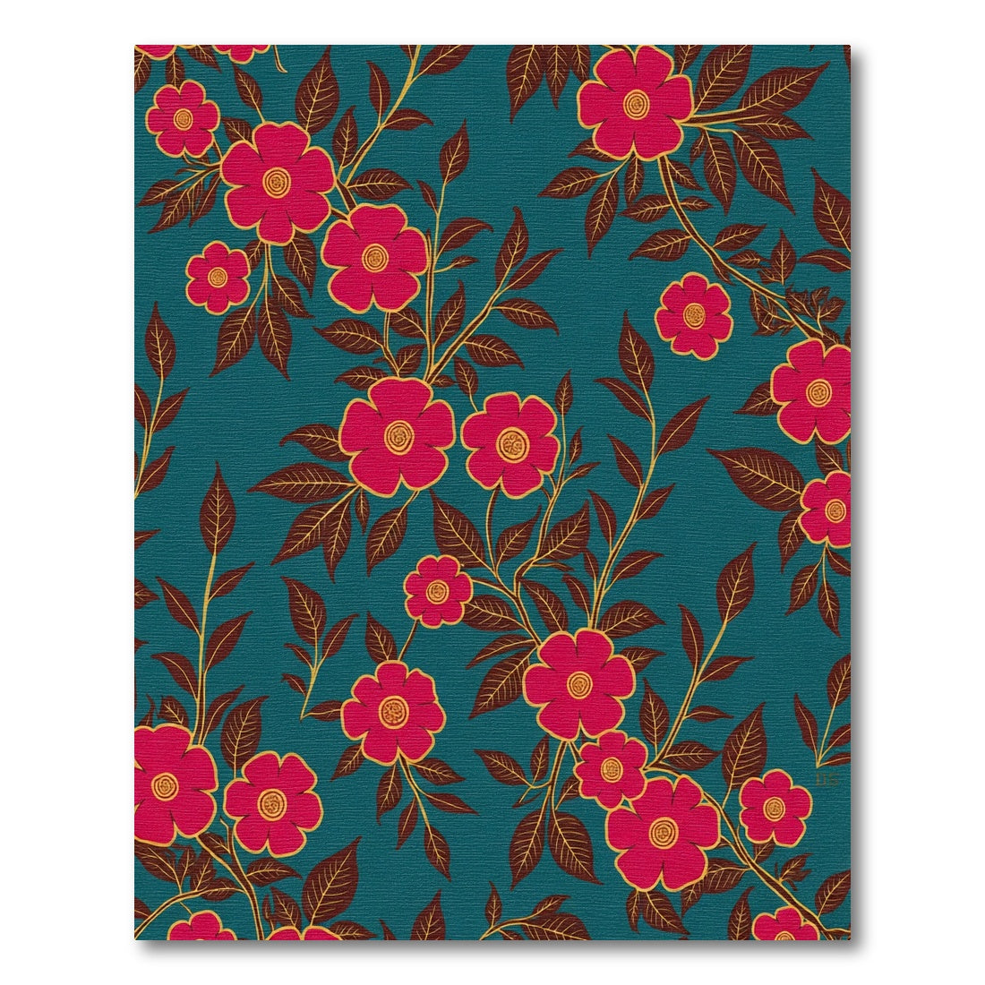 Vibrant Crimson Floral Vine Rug