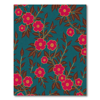 Vibrant Crimson Floral Vine Rug
