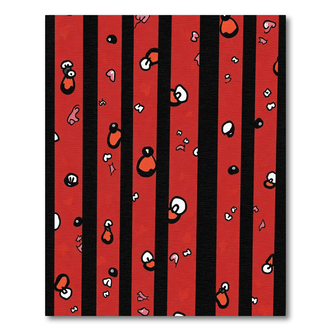 Red Black Striped Whimsical Blob Rug