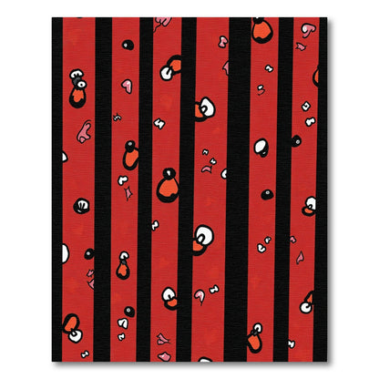 Red Black Striped Whimsical Blob Rug