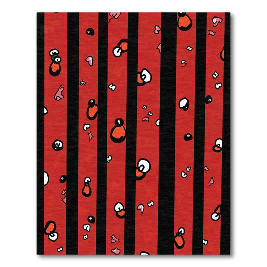 Red Black Striped Whimsical Blob Rug