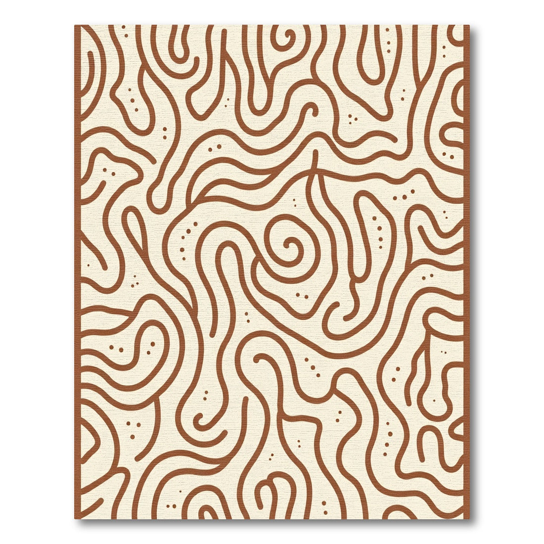 Earthy Cream Swirl Line Art Rug