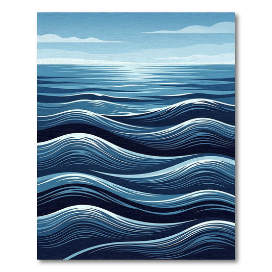 Deep Blue Ocean Wave Flow Rug