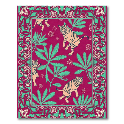 Crimson Tiger Jungle Fern Border Rug