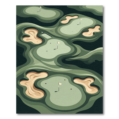 Abstract Golf Course Terrain Sage Rug