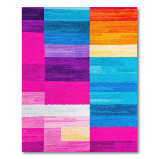 Modern Vibrant Multicolor Stripe Rug