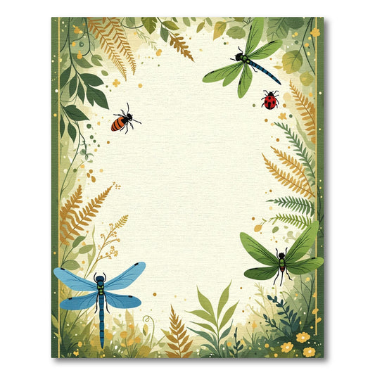 Whimsical Green Dragonfly and Ladybug Garden Rug