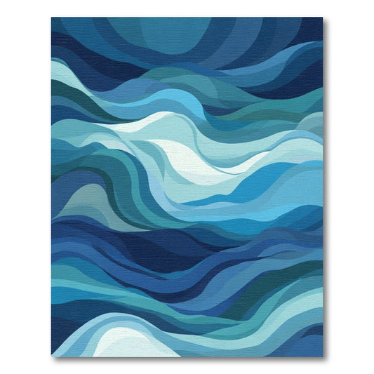 Abstract Azure Ocean Wave Layers Rug