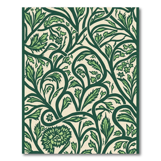 Emerald Green Foliage Swirl Rug