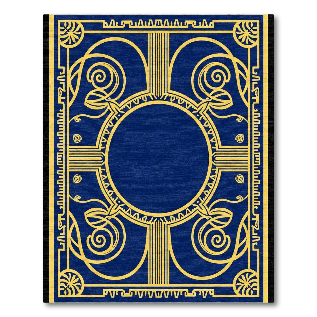 Deep Blue Golden Celestial Medallion Rug