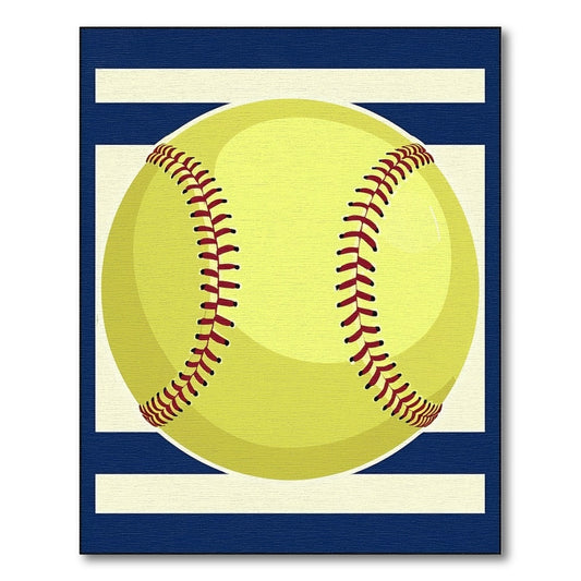 Yellow Softball Navy White Striped Rug