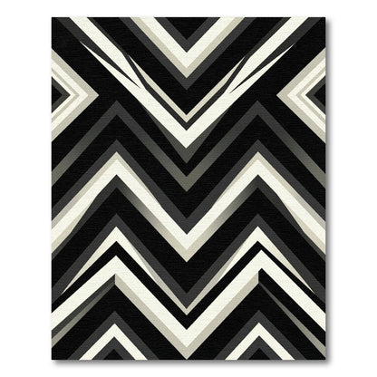 Monochromatic Chevron Zigzag Geometric Rug