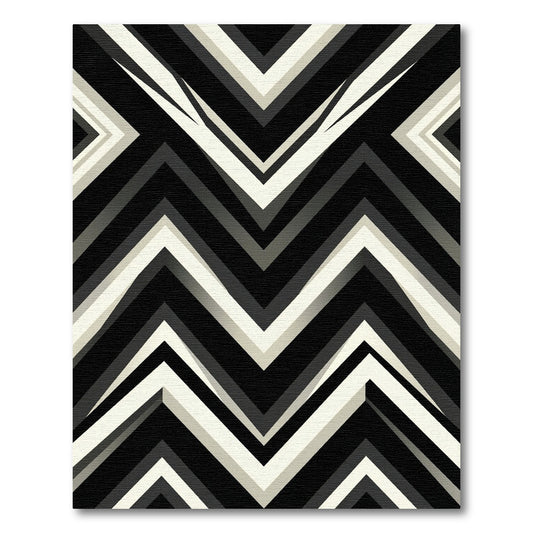 Monochromatic Chevron Zigzag Geometric Rug