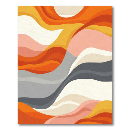 Abstract Wavy Terracotta Sunset Rug