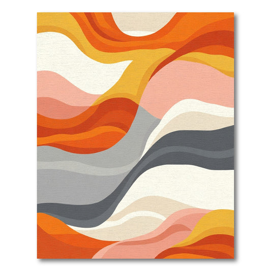 Abstract Wavy Terracotta Sunset Rug