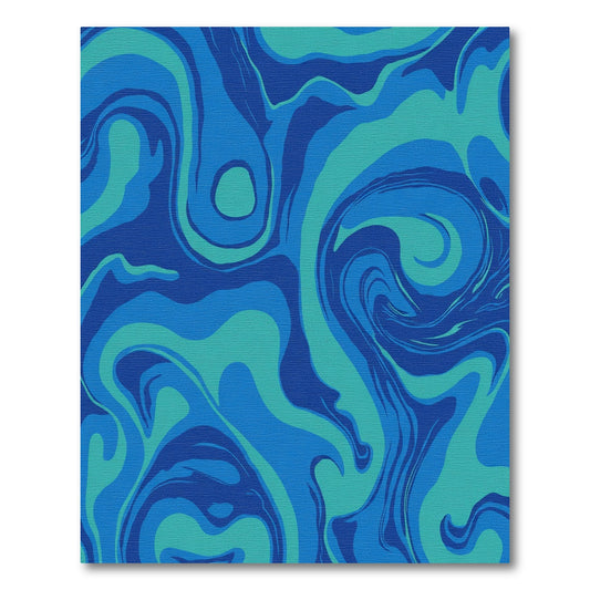 Deep Blue Teal Swirl Abstract Rug
