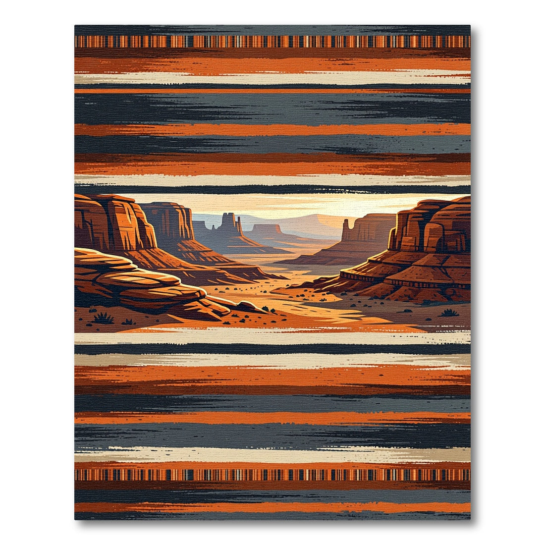 Earthy Mesa Sunset Striped Landscape Rug