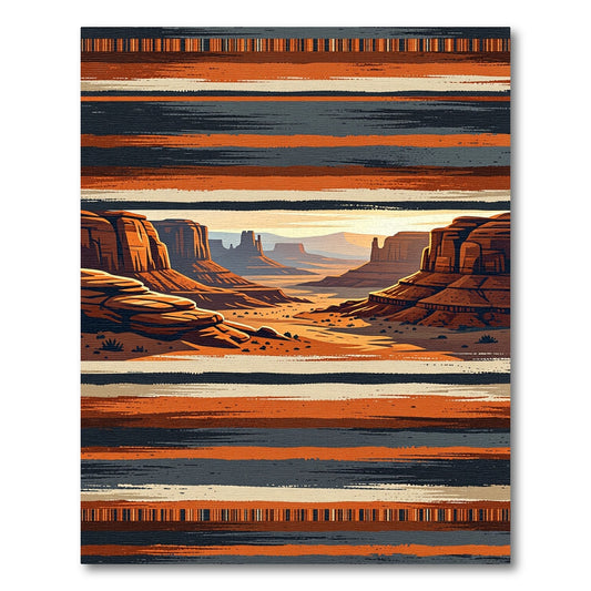 Earthy Mesa Sunset Striped Landscape Rug