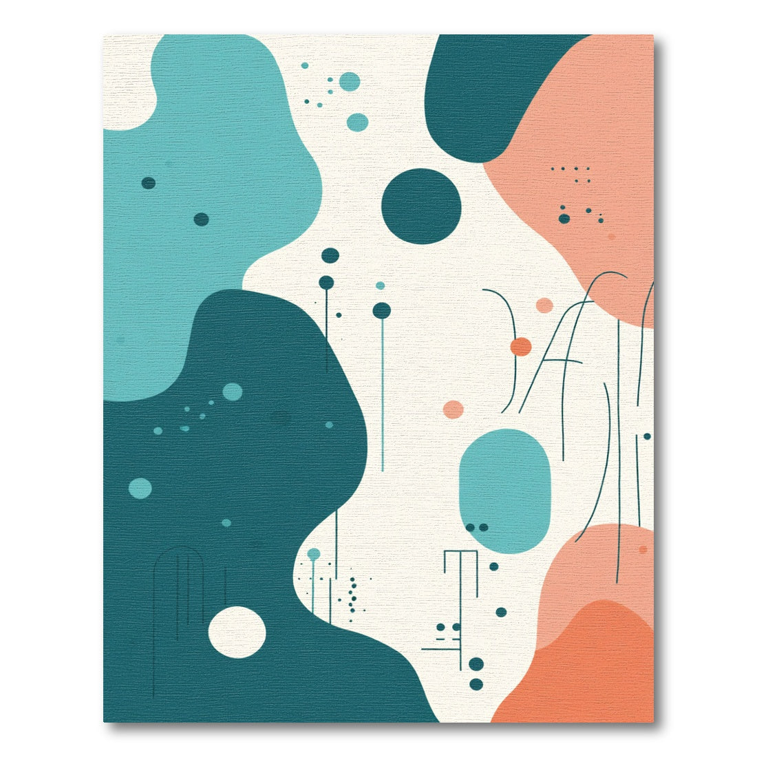 Teal Coral Abstract Organic Fluid Rug