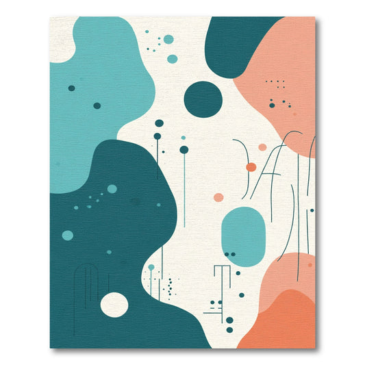 Teal Coral Abstract Organic Fluid Rug