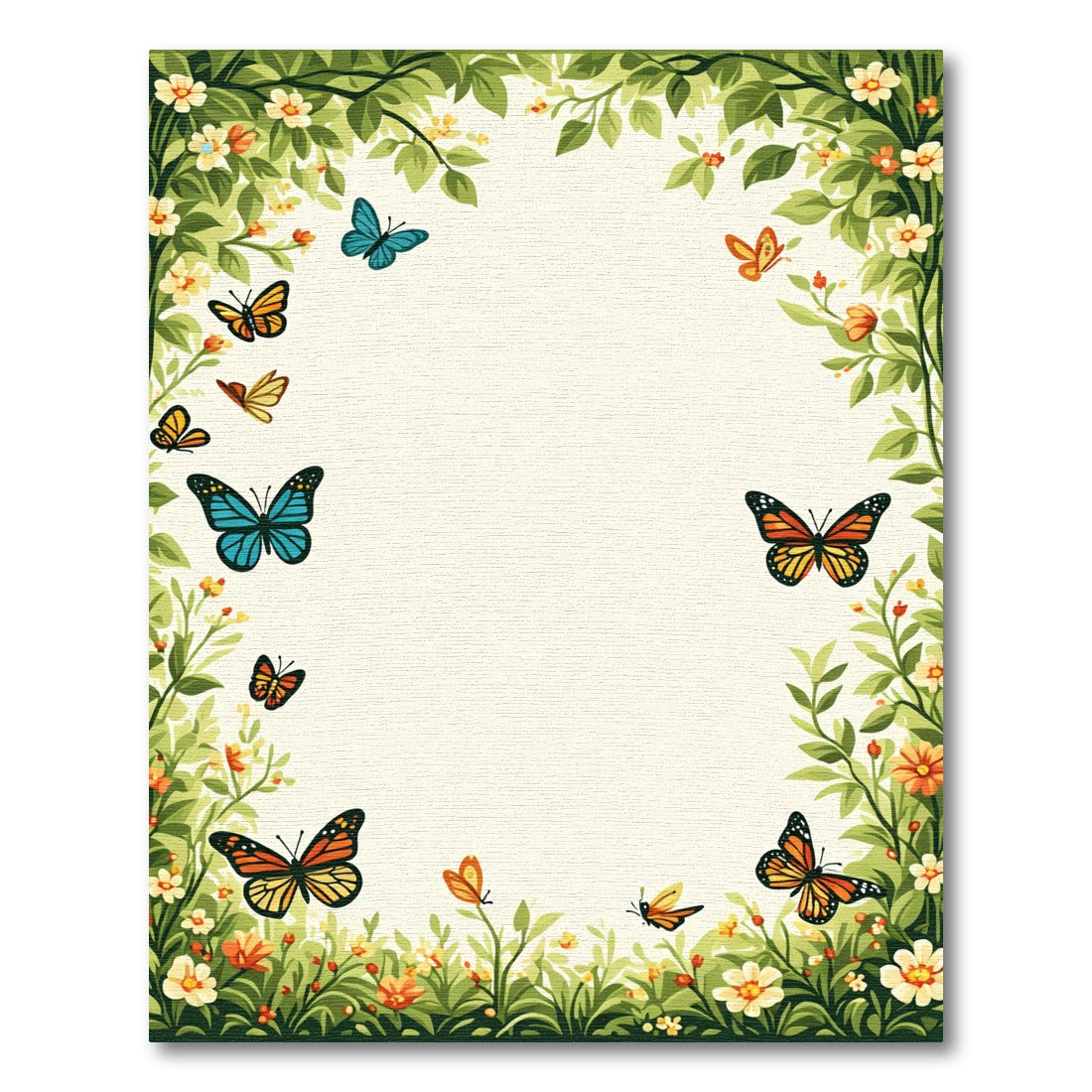 Lush Greenery Butterfly Garden Rug