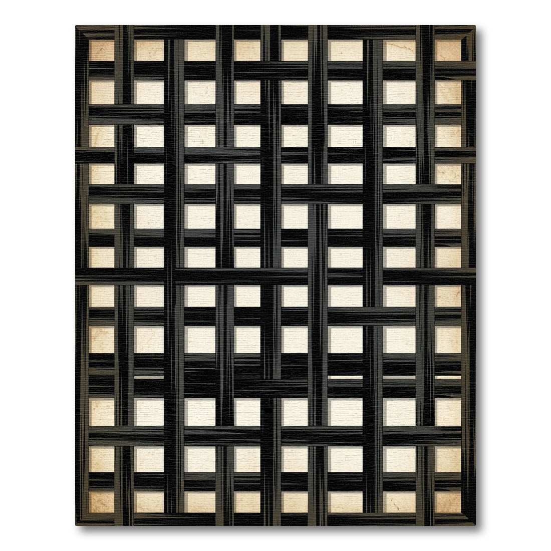 Black Woven Lattice Panels Rug