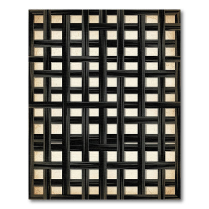 Black Woven Lattice Panels Rug