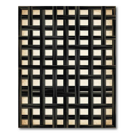 Black Woven Lattice Panels Rug