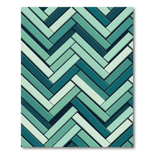 Teal Mint Herringbone Wood Grain Rug